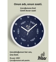 İsme Özel Galaksi Balinası Çocuk Odası Duvar Saati Orta Boy 30 cm Beyaz Camlı Sessiz