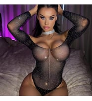 pilelistore Kadın Göğüs Dekolteli Taşlı File Bodysuit Vucut Çorabı (Çok Renkli)