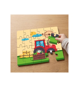 Çiftlikteki Traktör Tasarımlı 24 Parça Ahşap Çocuk Puzzle MPK0476