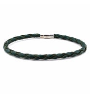 YEŞİL HAKİKİ SAÇ ÖRGÜ DERİ METAL MIKNATISLI ERKEK BİLEKLİK M018A