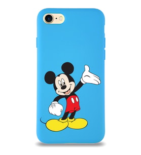 Apple iPhone SE 2020  Lansman Kılıf Mickey Mouse Tasarımlı Altı Kapalı İçi Kadife Kaplı  Kapak (Şeffaf)