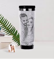 BK Gift Kişiye Özel Karakalem Tasarımlı Çelik Termos Bardak-1