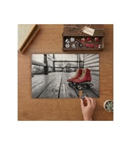Kırmızı Patenler Tasarımı 240 parça Ahşap Puzzle Ahşap Kutuda MP01486