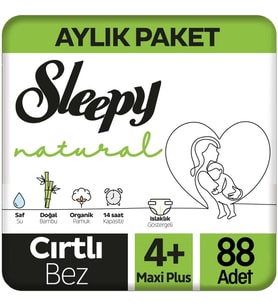 Sleepy Natural Bebek Bezi 4+ Beden 88 Adet