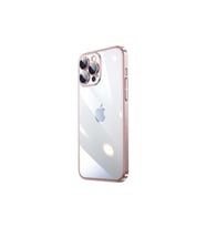 Apple iPhone 13 Pro Max Uyumlu Kılıf Sert PC Renkli Çerçeveli Zore Riksos Kapak (Rose Gold Altın)