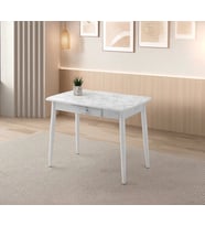 Ortadan Açılır Büyüyen Ahşap Yemek Masası Mermer Desenli 60x100cm SADECE MASA FİYATIDIR (Beyaz-Mermer)