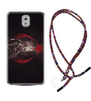 Samsung Note 3 4 5 8 9 20 Ultra 10 Lite Kılıf Boyun Asklı Rasta Silikon Kurt ve Ay Yıldız 1403