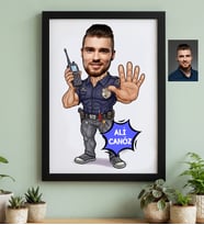 Kişiye Özel Karikatürlü Özel Güvenlik Siyah Çerçeve Doğum Günü Hediyesi