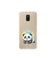 Samsung Galaxy A6 (2018) ile Uyumlu Splash Panda Tasarımlı Şeffaf Silikon Kılıf