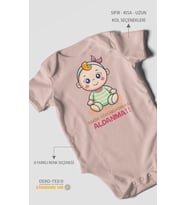 Sakin Görünüyorum Aldanma! v2 Baskılı Bebek Zıbını – Çıtçıtlı Body  %100 Pamuk Kısa Kol (Pastel Pembe)
