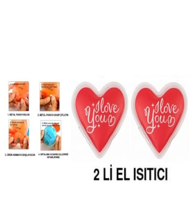 2 ADET KALPLİ SEVGİ MESAJLI CEP SOBASI,EL ISITICI,SICAK SU TORBASI PVC  9cm