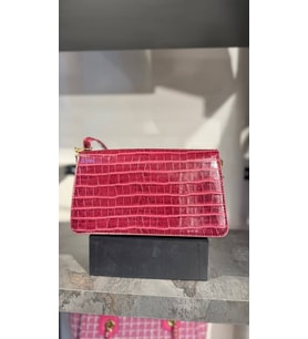 Kroko Desenli 3 Gözlü Günlük Kadın Mini El & Omuz Çantası(24x12) (Bordo)