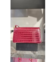 Kroko Desenli 3 Gözlü Günlük Kadın Mini El & Omuz Çantası(24x12) (Bordo)