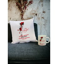 Sevgiliye Hediye Kupa Bardak ve Yastık Set 012 (Beyaz)