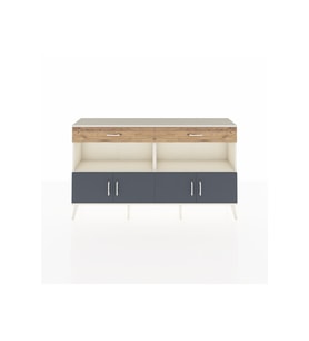 Arges Konsol 2 Raflı 2 Çekmeceli 4 Kapaklı 176x30x99 Aytaşı-Antrasit/Çam