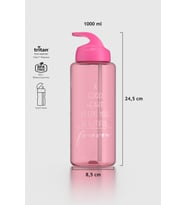 Renga Moly Yazı Desenli 1000 ml Pipetli Tritan Matara 912139 Fuşya