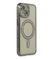 iPhone 14 Kılıf Joke Simli Magneticsafe Kılıf - Gri