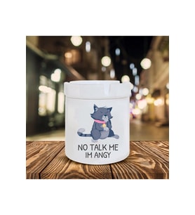 No Talk Me Im Angy Kedi Baskılı Seramik Küllük
