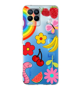PrintiFy Realme 8 Pro  ile Uyumlu 1mm Slim Fit Water Color 5 Baskılı Şeffaf  Kılıf