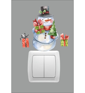 Efekt Reklam Yılbaşı Yeni yıl Kardan Adam ve Hediyeleri Priz Cam Sticker d2819-2