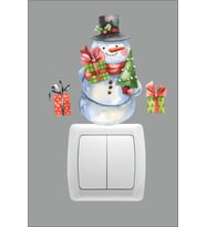 Efekt Reklam Yılbaşı Yeni yıl Kardan Adam ve Hediyeleri Priz Cam Sticker d2819-2