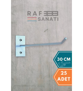 25 Adet Duvar Kancası 30 Cm Duvar ve Suntaya Monte Askı Vidalı Kanca Raf Kancası Raf Askısı Aksesuar Tel