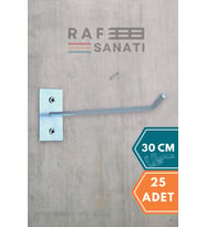 25 Adet Duvar Kancası 30 Cm Duvar ve Suntaya Monte Askı Vidalı Kanca Raf Kancası Raf Askısı Aksesuar Tel