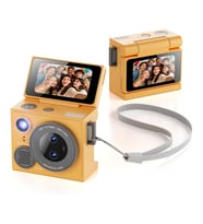 Çeşithane G13 Pro Mini Retro Kamera Çift Lens Döner Ekran Dijital Kamera-Sarı