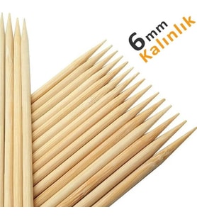 Hayal Sepeti Bambu 6mm Kalın Ahşap Çöp Şiş Çubuğu 40 Cm - 20 Adet