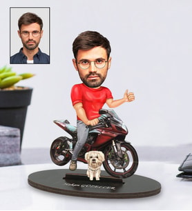 Kişiye Özel Motorcu Tasarımlı Karikatür Biblo