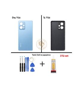 Xiaomi Redmi Note 12 Pro 4G Yıldız Mavisi Uyumlu Arka Kapak + Yapıştırıcı ve Vida Seti