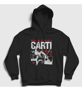 Presmono Unisex Siyah Rapper Playboi Carti Kapüşonlu Sweatshirt 482047tt