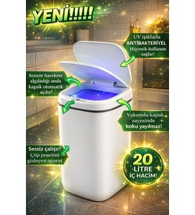 20L Akıllı Sensörlü Çöp Kovası UV Işık ile Temiz ve Ferah Ortam