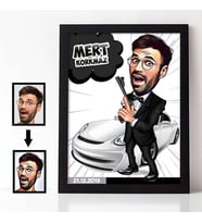 Kişiye Özel Ajan Karikatürlü A4 Çerçeve