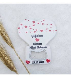 30 Adet Kalplerle Süslü Kalp Balon Açacak Magnet 7,5x8,5 Cm Uv Nikah Şekeri Nişan Hediyeği-