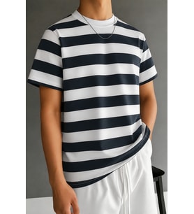 Çocuk Yazlık Kalın Çizgili T-shirt