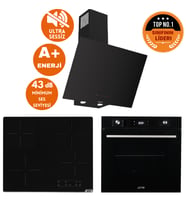 Ferre ve AFM Tech Marka Sessiz Sio Elek.Vitro Siyah Dijital Ankastre Set (D077-SA + V6-04 + FM7700)