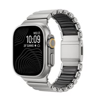 Apple Watch Ultra 49mm Uyumlu Zore KRD-149 Metal Silikon Kordon (Gümüş-Siyah)