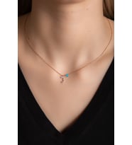 BeyazZirkonTaşlı F Harf Kolye Rose Gümüş AltınKaplama KadınGümüş Kolye 925 Ayar  (Rose-Beyaz)
