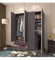 Kenzlife gardırop 4 kapaklı kapılı 2 çekmeceli orkide gri 180*120*42 gardolap dolap (Karışık)