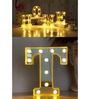 3D LED Işıklı T Harfi, Büyük Boy, Organizasyon ve Doğum Günü Dekoru (Krem)