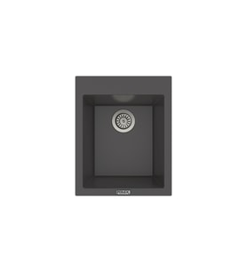 POLEX Cristalüx Granit Eviye P-05 Tezgah Altı Ve Tezgah Üstü Kare Mutfak Evyesi 41x51cm (Antrasit)
