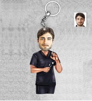 Kişiye Özel Dişçi Erkek Doktor Ahşap Anahtarlık-5