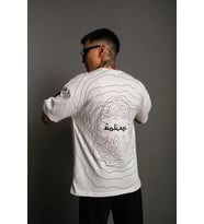 Erkek Kısa Kol Yazlık Tişört Bisiklet Yaka Baskılı Oversize T-Shirt - Beyaz
