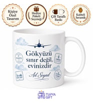 Kabin Memuru İçin Mesajlı Hediyelik Baskılı Kupa Bardak Seyahat Hediyesi