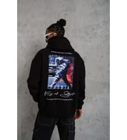 Erkek Astronot Baskılı Kapüşonlu Sweat - Siyah