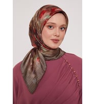 Levidor Kristal Eşarp - 06129 (Açık Yeşil-Kırmızı)