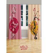 Blossom Japan 1 Desenli Süet Oturma Odası Salon Fon Perde Baskılı Ekstrafor Büzgü 2 Kanat PRD-1106