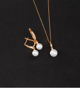 925 Ayar Gümüş Elegance Küre İnci Set (Rose)