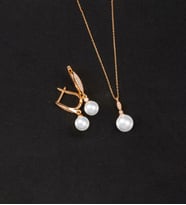925 Ayar Gümüş Elegance Küre İnci Set (Rose)
